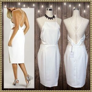 Endless Rose White Halter Midi Sleeveless Dress Large